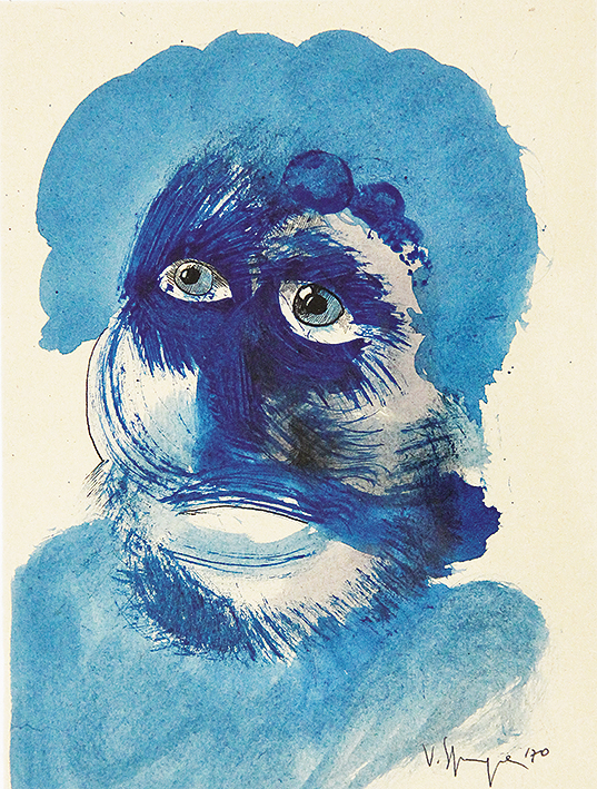 Disegno a china di Vincenzo Sparagna, Uomo blu, 1970